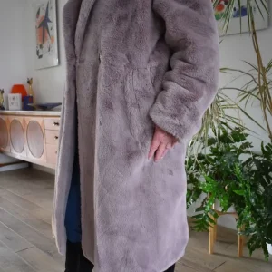 Rino & Pelle Kiora Mauve Faux Fur Coat Size 8 - Image 3