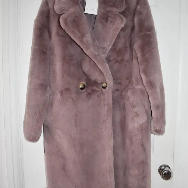 Rino & Pelle Kiora Mauve Faux Fur Coat Size 8