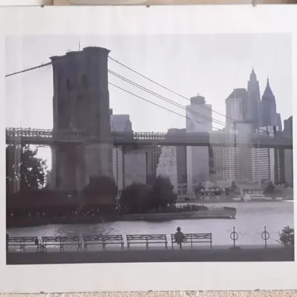 Monochrome New York Brooklyn Bridge Clip Frame 700x500mm