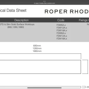 Roper Rhodes Starlight solid surface worktop 1220x365x25mm - Image 3