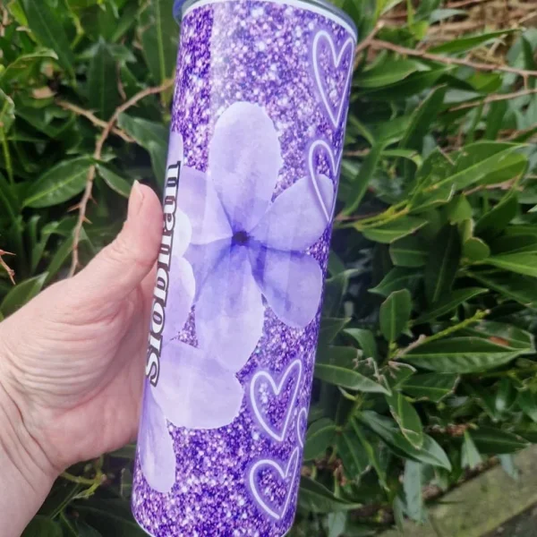 Custom Personalised Tumbler Birthday Mothers Day Glitter Pets