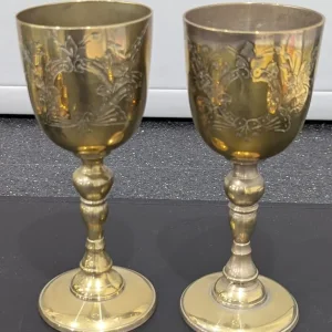 17 SOLID BRASS PITCHERS GOBLETS CANDLESTICKS BELLS TRIVET POSY BOWL TRINKET BOWL - Image 2