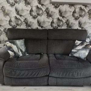 2 Grey reclining sofas with USB points
