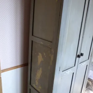 Shabby Chic Art Deco Wardrobe with Hand-Painted Flowers - Image 5