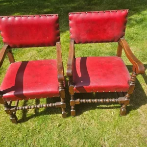 2 solid old dining room chairs