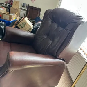 Pair of Brown Leather Adjustable Arm Chairs - Image 2
