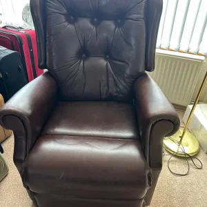 Pair of Brown Leather Adjustable Arm Chairs