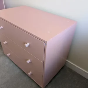 Hand painted wooden chest of drawers pink - Image 4