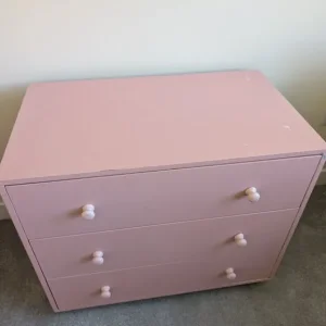 Hand painted wooden chest of drawers pink