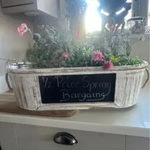 Large wooden planter with slate front