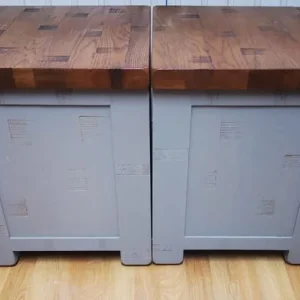 Oak bedside table pair 52x52x45cm - Image 2