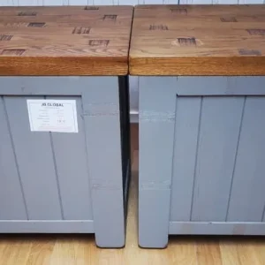 Oak bedside table pair 52x52x45cm - Image 3