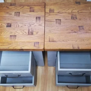 Oak bedside table pair 52x52x45cm - Image 4