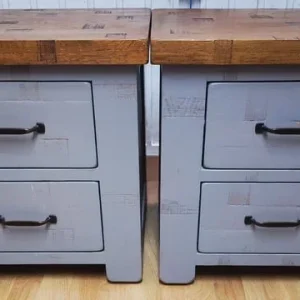 Oak bedside table pair 52x52x45cm