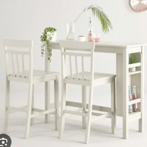 White Maisey breakfast table with bench - Image 2