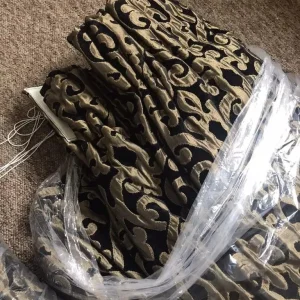 Baroque Style Black and Gold Silk Curtains – Large, Heavy, Ready to Hang - Image 6