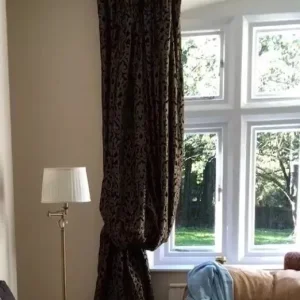 Baroque Style Black and Gold Silk Curtains – Large, Heavy, Ready to Hang