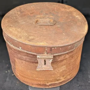 2 x Vintage Military Metal Hat Box Tin with Hasp - Image 2