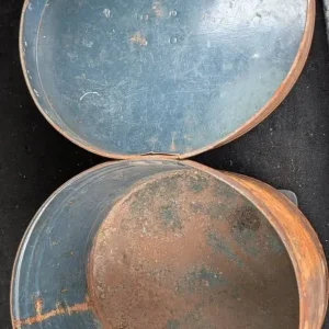 2 x Vintage Military Metal Hat Box Tin with Hasp - Image 3