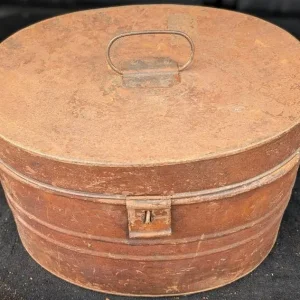 2 x Vintage Military Metal Hat Box Tin with Hasp - Image 4