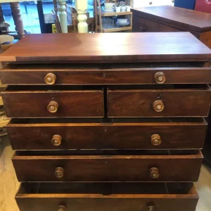 Antique Exotic Mahogany Chest of Drawers with Original Handles