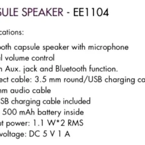 INTEMPO EE1104 CAPSULE BLUETOOTH SPEAKER - BLACK - Image 7