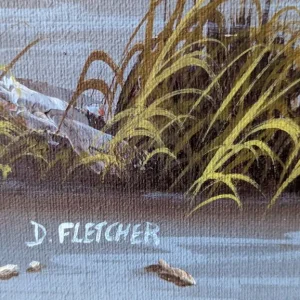 SEASCAPE OIL PAINTING BY D FLETCHER ON GILDED FRAME - Image 2
