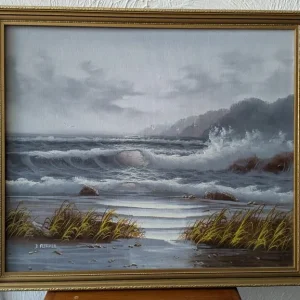 SEASCAPE OIL PAINTING BY D FLETCHER ON GILDED FRAME - Image 3