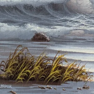 SEASCAPE OIL PAINTING BY D FLETCHER ON GILDED FRAME - Image 4
