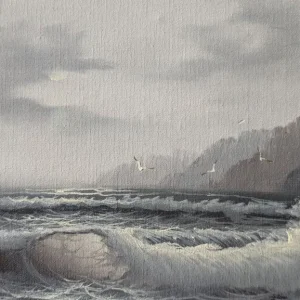 SEASCAPE OIL PAINTING BY D FLETCHER ON GILDED FRAME - Image 5