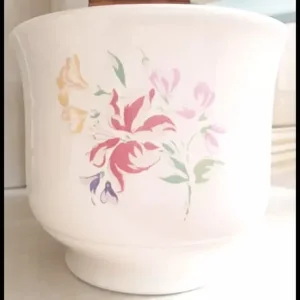 Cream Floral Ceramic Jardiniere Pot H121mm x D/W145mm - Image 2