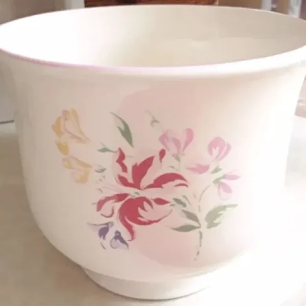 Cream Floral Ceramic Jardiniere Pot H121mm x D/W145mm