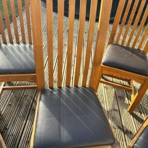 4 Solid Oak Dining Chairs - Image 5