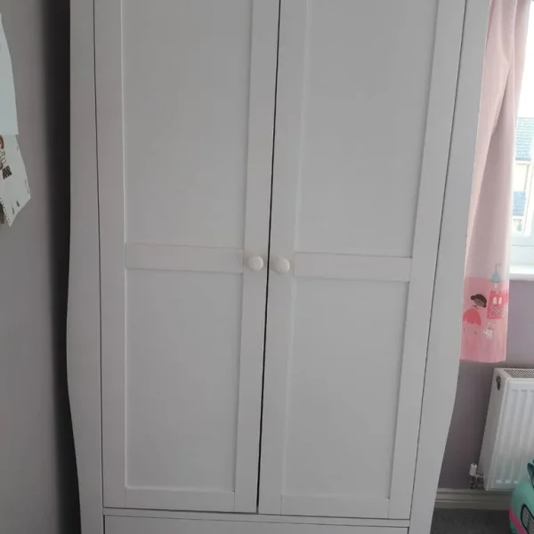 VIB White Nursery Furniture – Wardrobe and Chest of Drawers