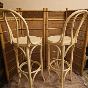 Vintage Retro Cane Bar Stools (pair) - Image 3
