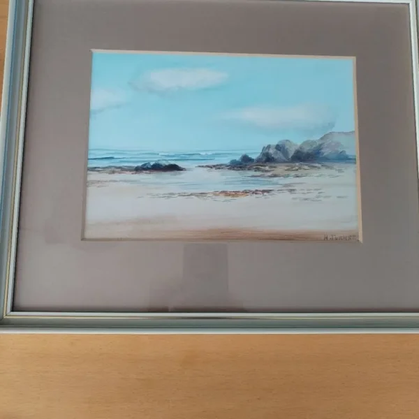 Framed watercolour - coastal sea scene