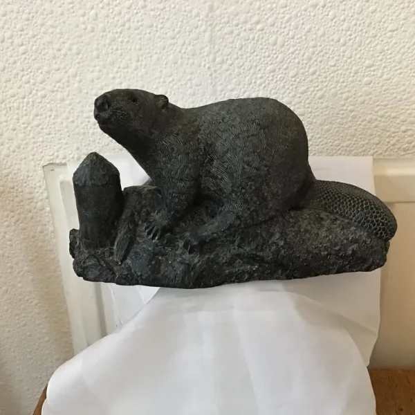 Vintage Beaver soap stone sculpture by Wolf Originals