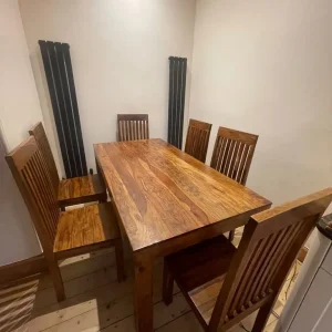 Solid wooden table with 6 solid wooden chairs - Image 2