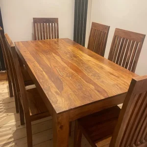 Solid wooden table with 6 solid wooden chairs
