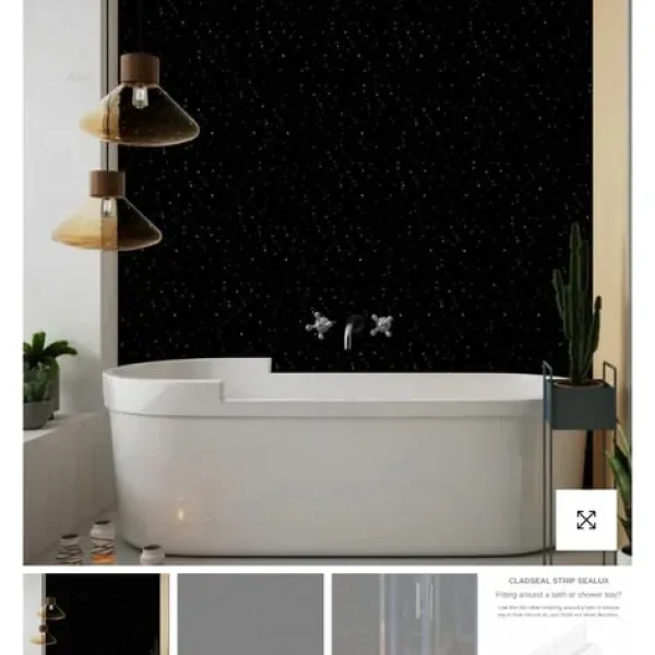 10x black sparkle pvc bathroom and kitchen panels