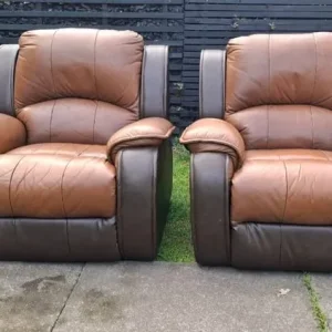 Brown Leather Recliner Sofas 3+1+1 - Image 2