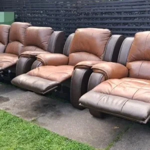 Brown Leather Recliner Sofas 3+1+1 - Image 4