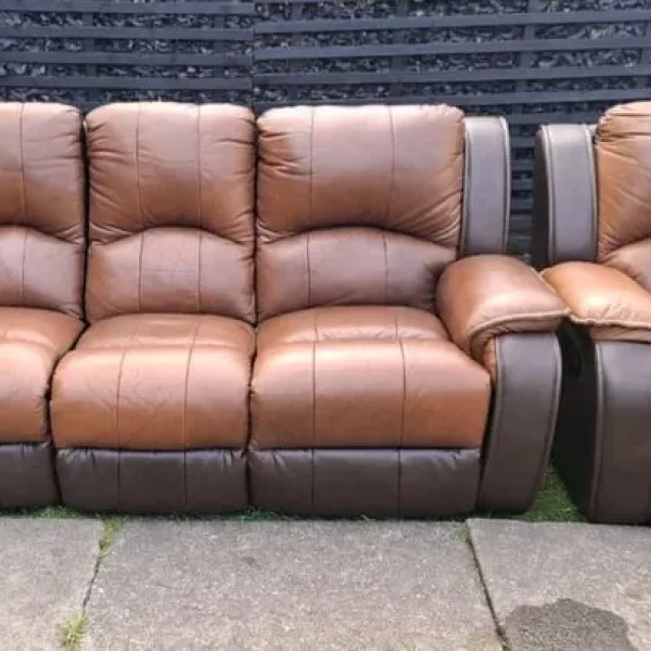 Brown Leather Recliner Sofas 3+1+1