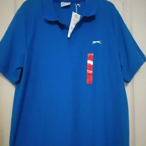 Slazenger Polo T-shirts Size XL Blue and White