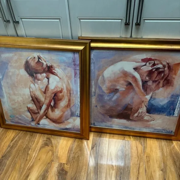 2 x gold frame pictures