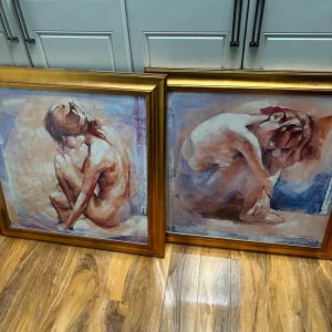 2 x gold frame pictures