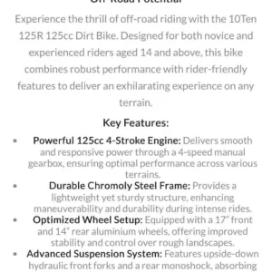 10Ten dirt bike 125R - Image 4