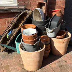 Terracotta and metal planters collection