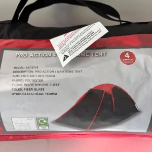 Pro Action 4 Person 1 Room Dome Tent