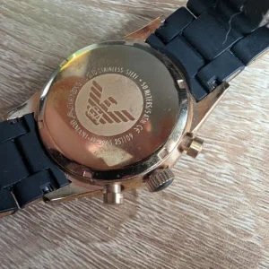 Emporio Armani watch, rose gold and black - Image 3